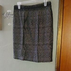 ANTONIO MELANI Black and Gray Textured Pencil Skirt